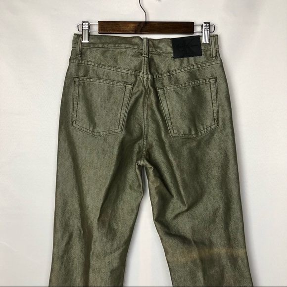 Calvin Klein Green Y2K Classic 5 Pocket Jean Punch Metal Straight Leg Denim 4 - Picture 6 of 8